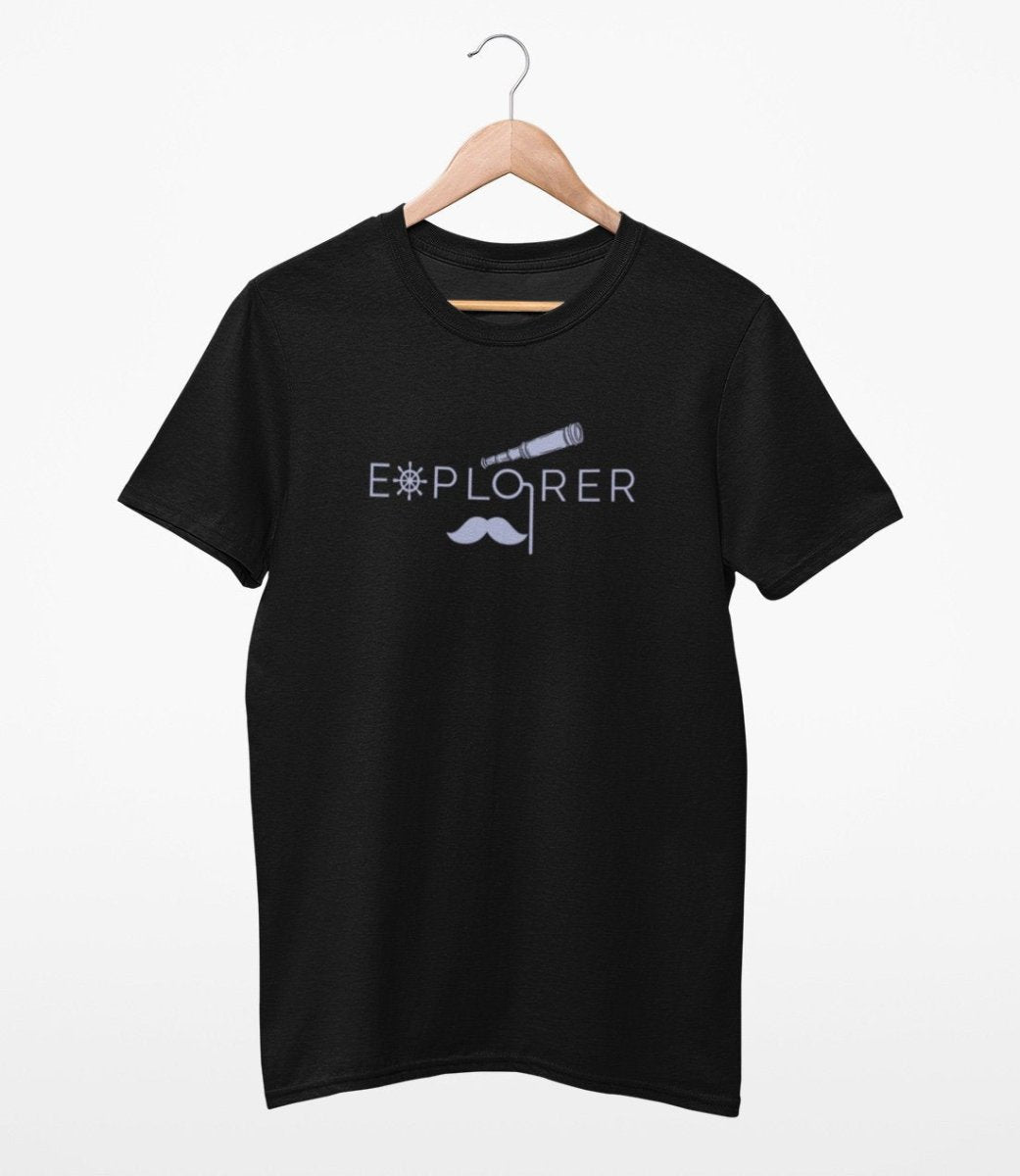 Sustainable T-Shirt | Recycled Plastic + Recycled Cotton Blend | Explorer Design (Black) | Verified Sustainable by Brown Living™