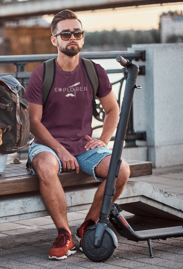 Buy Sustainable T-Shirt | Recycled Plastic + Recycled Cotton Blend | Explorer Design (Mauve) | Shop Verified Sustainable Products on Brown Living