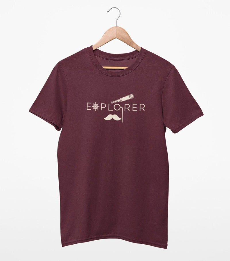 Buy Sustainable T-Shirt | Recycled Plastic + Recycled Cotton Blend | Explorer Design (Mauve) | Shop Verified Sustainable Mens Tshirt on Brown Living™