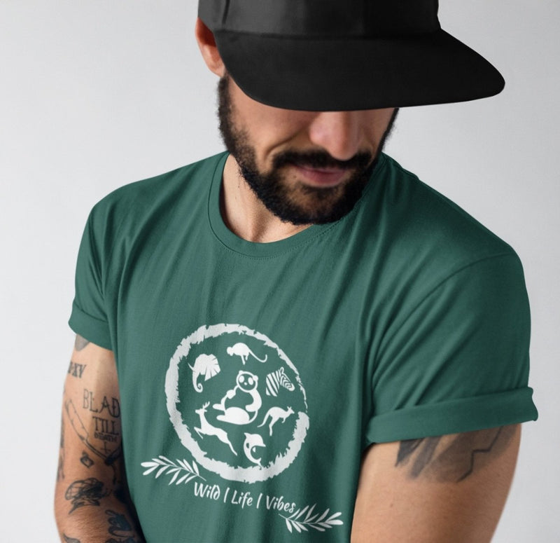 Buy Sustainable T-Shirt | Recycled Plastic + Recycled Cotton Blend | Wild Life Design | Shop Verified Sustainable Mens Tshirt on Brown Living™