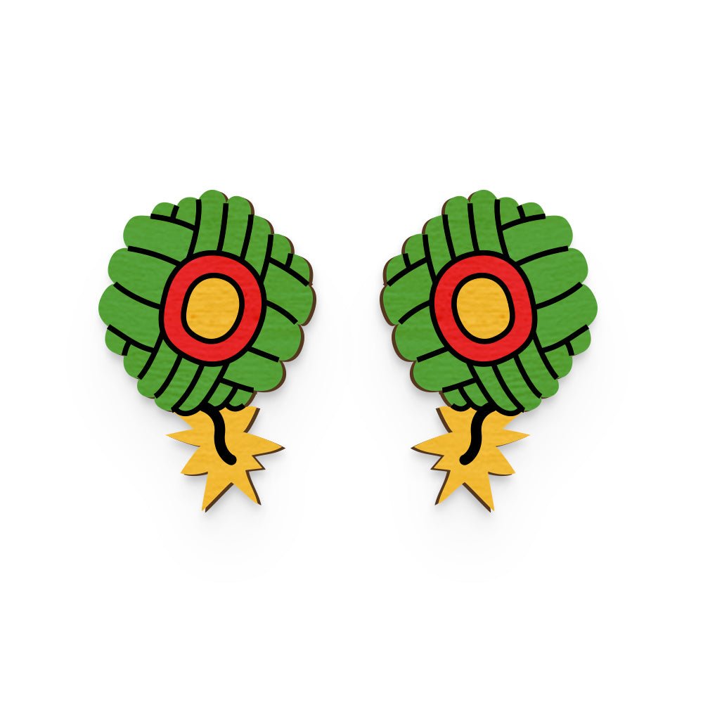 Sutli Bomb Hand Painted Wooden Earring | Verified Sustainable by Brown Living™