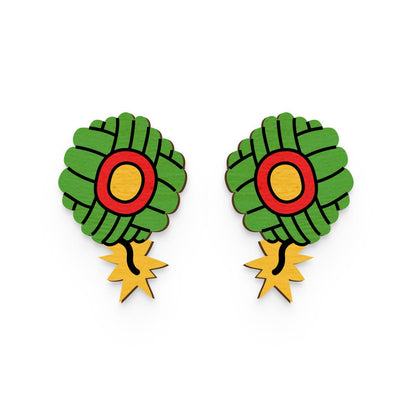 Sutli Bomb Hand Painted Wooden Earring | Verified Sustainable by Brown Living™