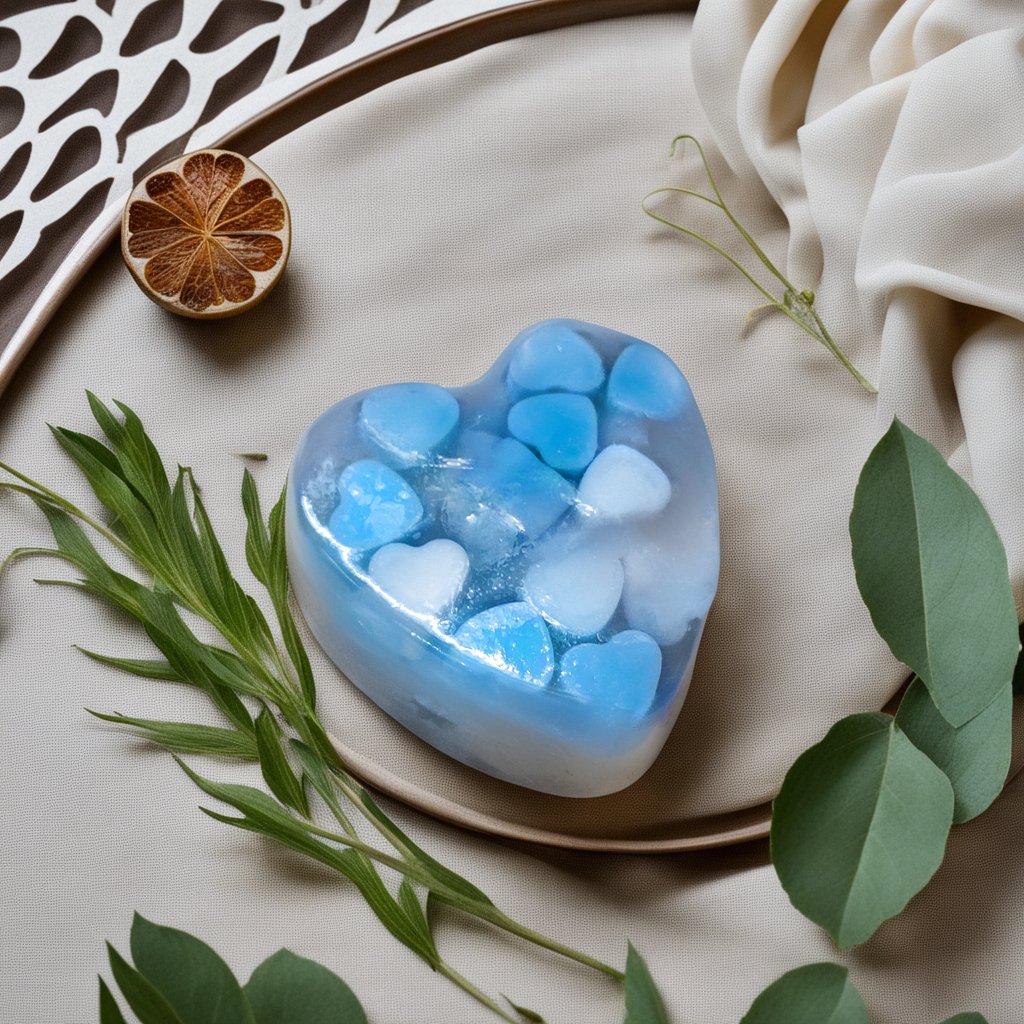 Sweet Hearts - Blue Handmade Glycerin Soap with Peppermint Essential Oil | Verified Sustainable by Brown Living™