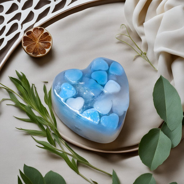 Buy Sweet Hearts - Blue Handmade Glycerin Soap with Peppermint Essential Oil | Shop Verified Sustainable Body Soap on Brown Living™