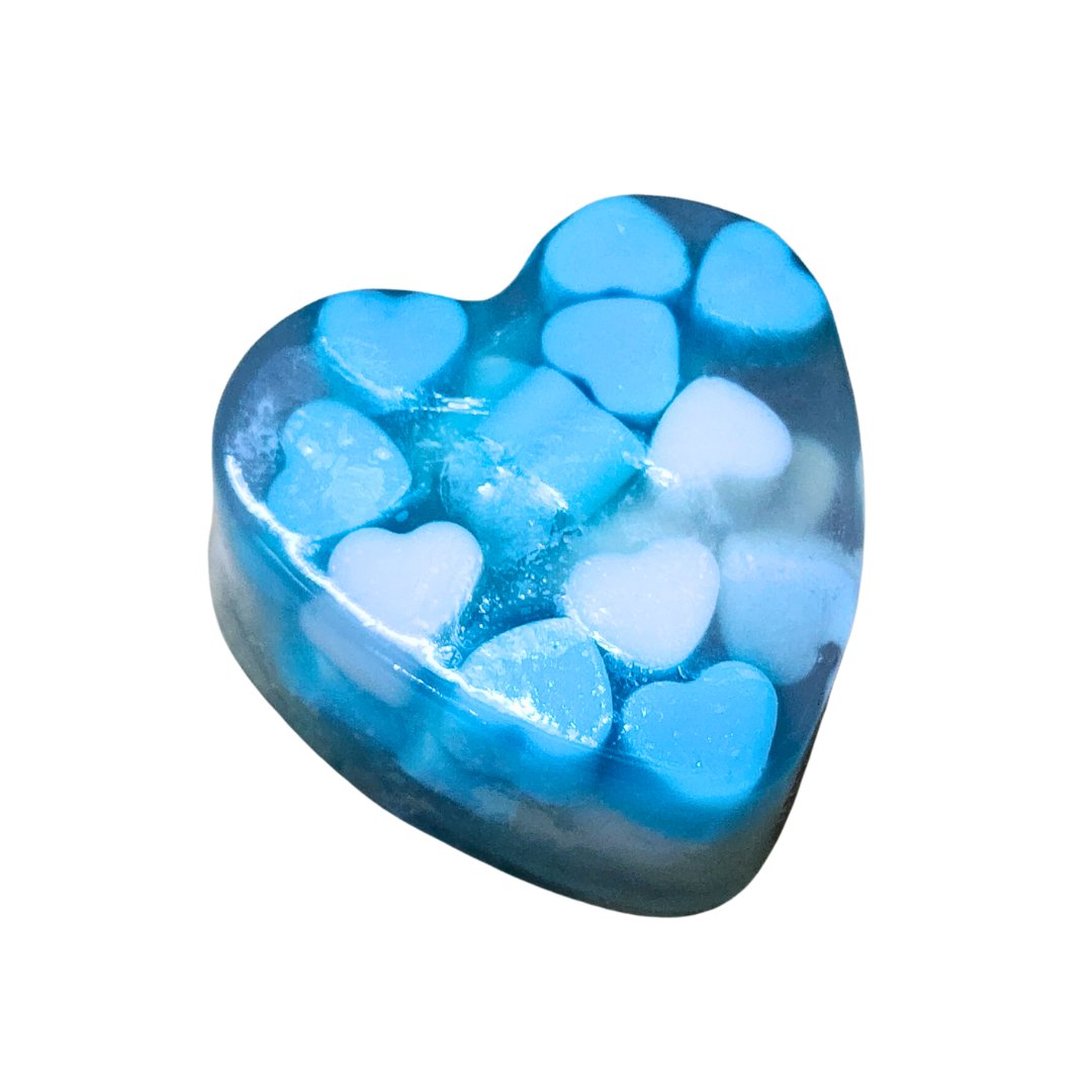 Sweet Hearts - Blue Handmade Glycerin Soap with Peppermint Essential Oil | Verified Sustainable by Brown Living™