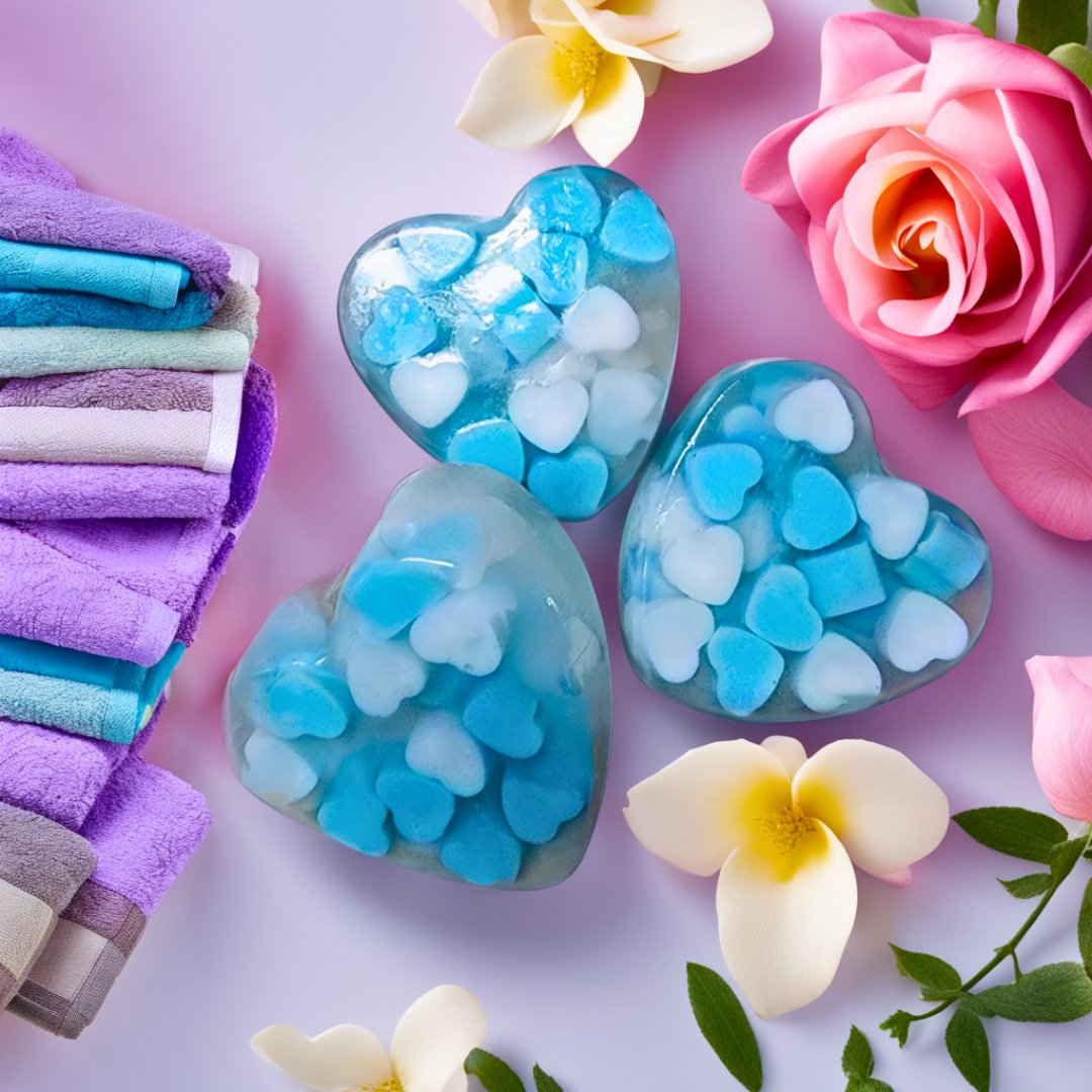 Sweet Hearts - Blue Handmade Glycerin Soap with Peppermint Essential Oil | Verified Sustainable by Brown Living™