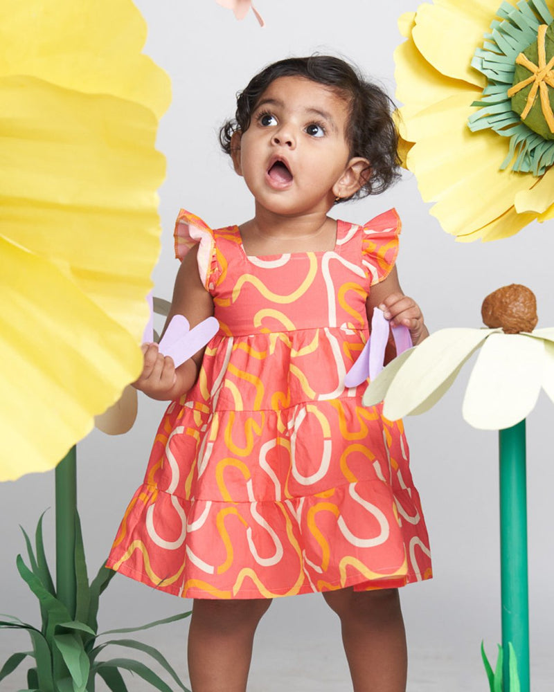 Buy Swiggly Tiered Frock | Shop Verified Sustainable Kids Frocks & Dresses on Brown Living™