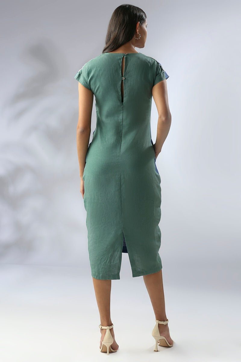Buy Sycamore Cocoon Dress - Blue-Deep Green | Shop Verified Sustainable Products on Brown Living