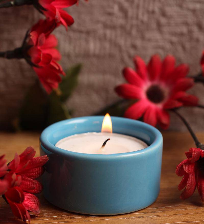 Buy T light diya - Blue - Set of 2 | Shop Verified Sustainable Candles & Fragrances on Brown Living™