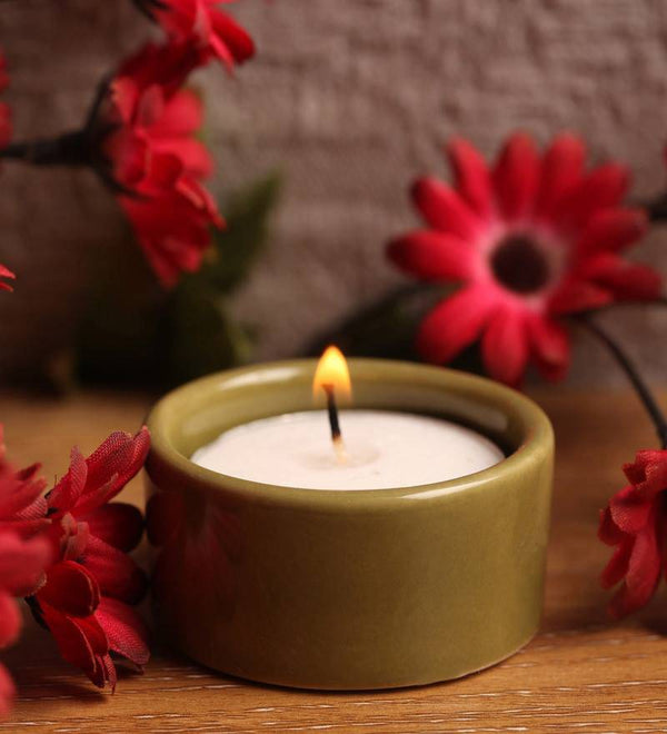 Buy T light diya - Olive Green - Set of 2 | Shop Verified Sustainable Products on Brown Living