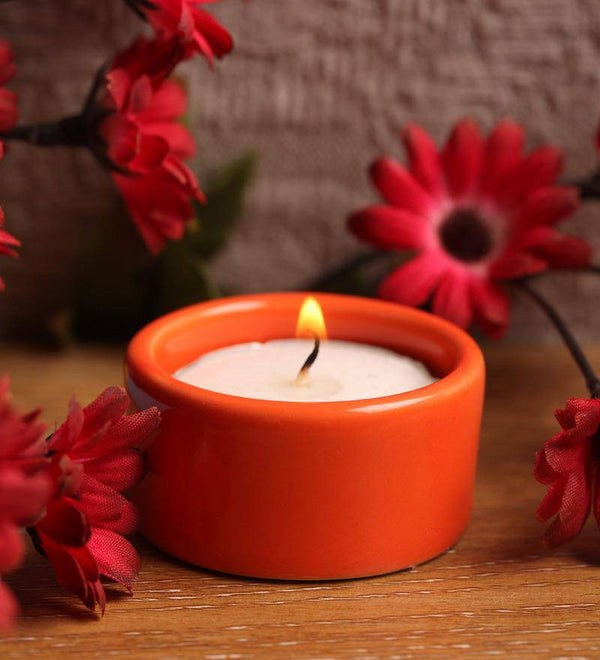 Buy T light diya- Orange - Set of 2 | Shop Verified Sustainable Products on Brown Living