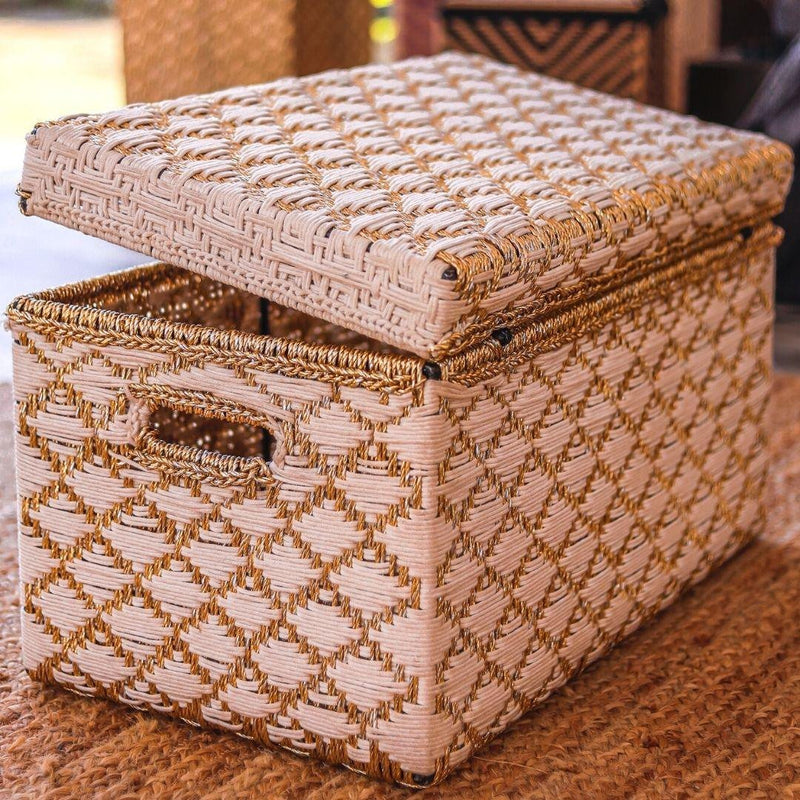Buy Taara White & Gold Trunk | Shop Verified Sustainable Organisers on Brown Living™