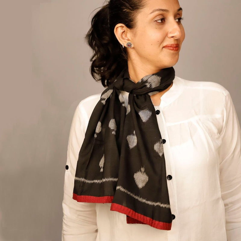 Buy Taash- Ace of Spade Cotton Scarf | Ikat Print | 100% Cotton | Shop Verified Sustainable Products on Brown Living