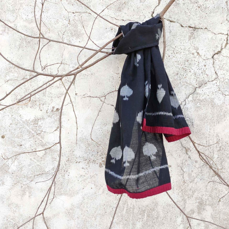 Buy Taash- Ace of Spade Cotton Scarf | Ikat Print | 100% Cotton | Shop Verified Sustainable Products on Brown Living