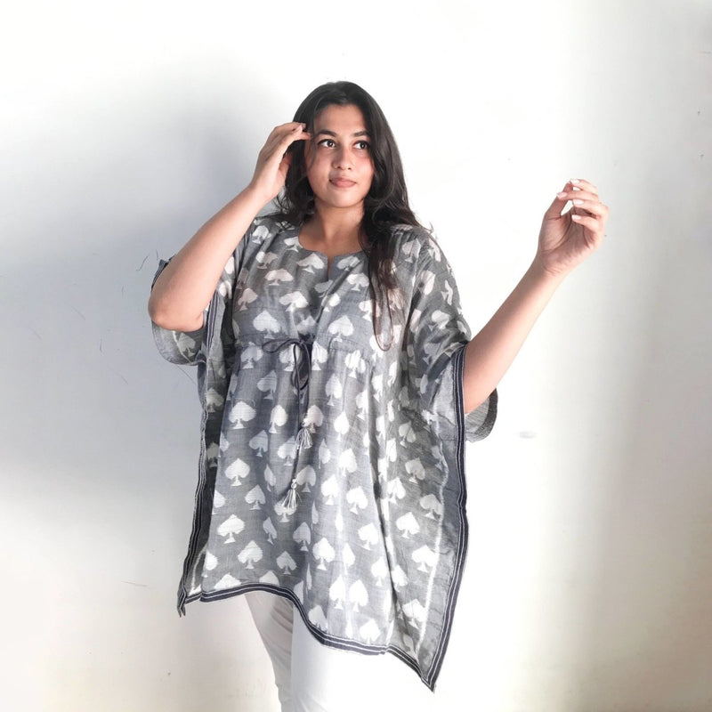 Buy Taash-Ace of Spade Grey Poncho | Shop Verified Sustainable Products on Brown Living