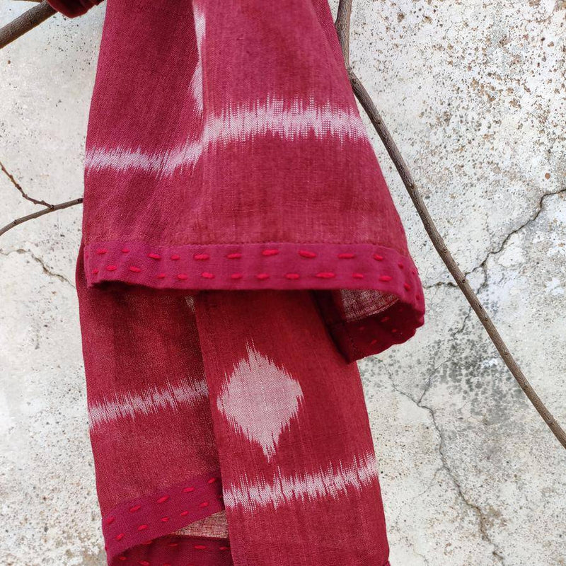 Buy Taash Diamond Ikat Hair Scarf - Maroon | Shop Verified Sustainable Products on Brown Living