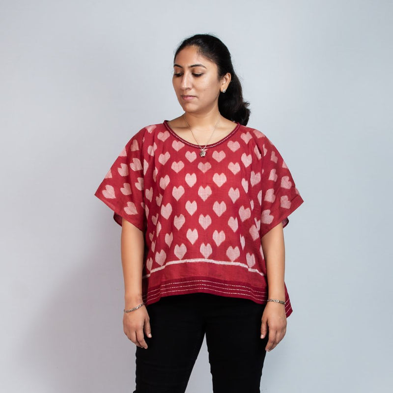 Buy Taash-Queen Of Hearts Poncho | Shop Verified Sustainable Products on Brown Living