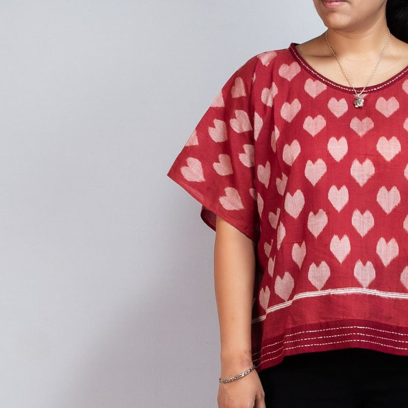 Buy Taash-Queen Of Hearts Poncho | Shop Verified Sustainable Products on Brown Living