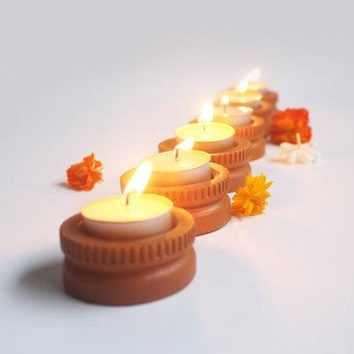 Tab Tech Candle Holder - Set of 6 with 6 Free Soywax Tealights – Candles & Fragrances on Brown Living™. SKU: CHTB - TEC/6. Img 1.