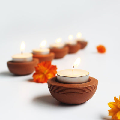 Tab Zems Candle Holder - Set Of 6 with Free 6 Soywax Tealights – Candles & Fragrances on Brown Living™. SKU: CHTB - ZEM/6. Img 1.