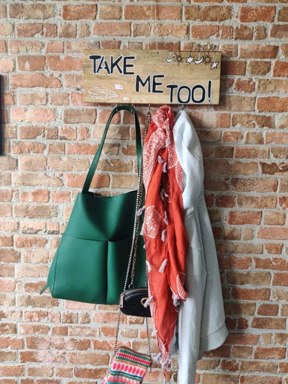 Take Me Too - Wall Hanging WOODEN HOOKS/ORGANIZER | Verified Sustainable by Brown Living™