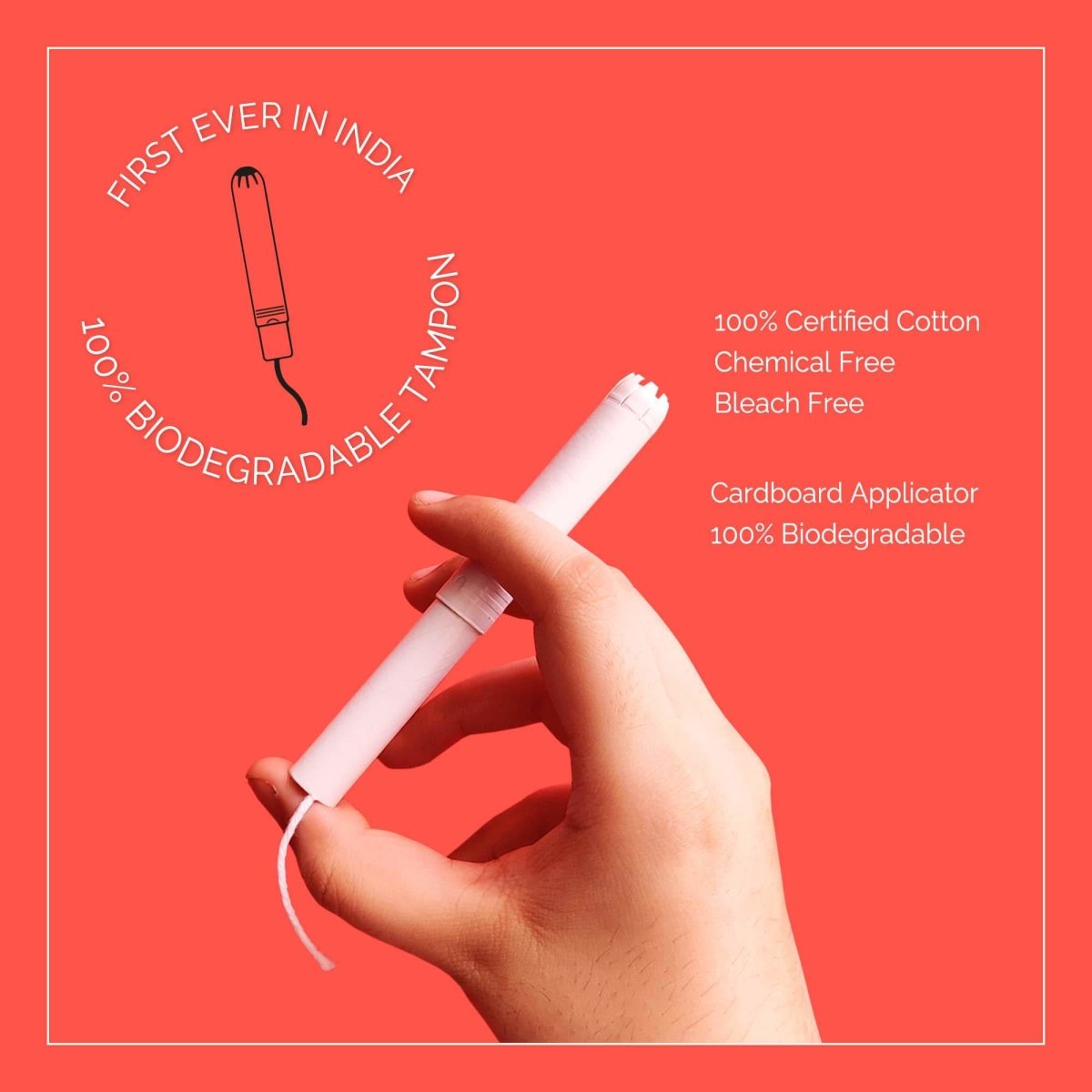 Tampons with Applicator, Chemical Free, Biodegradable, 16 Pieces | Verified Sustainable by Brown Living™