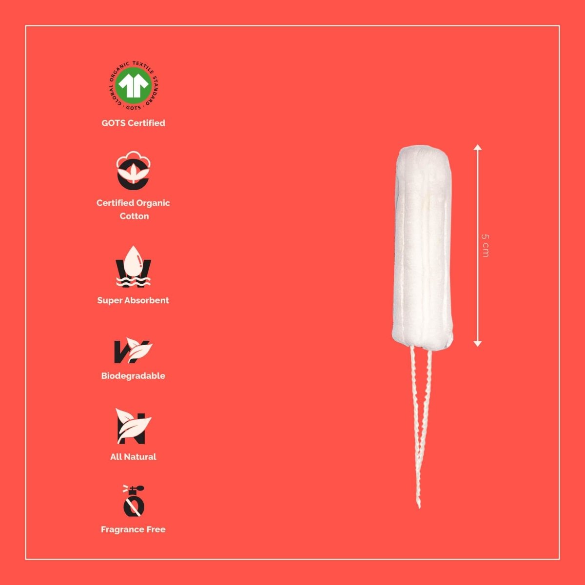 Tampons without Applicator 18 Piece, 100% Organic, Chemical Free | Verified Sustainable by Brown Living™