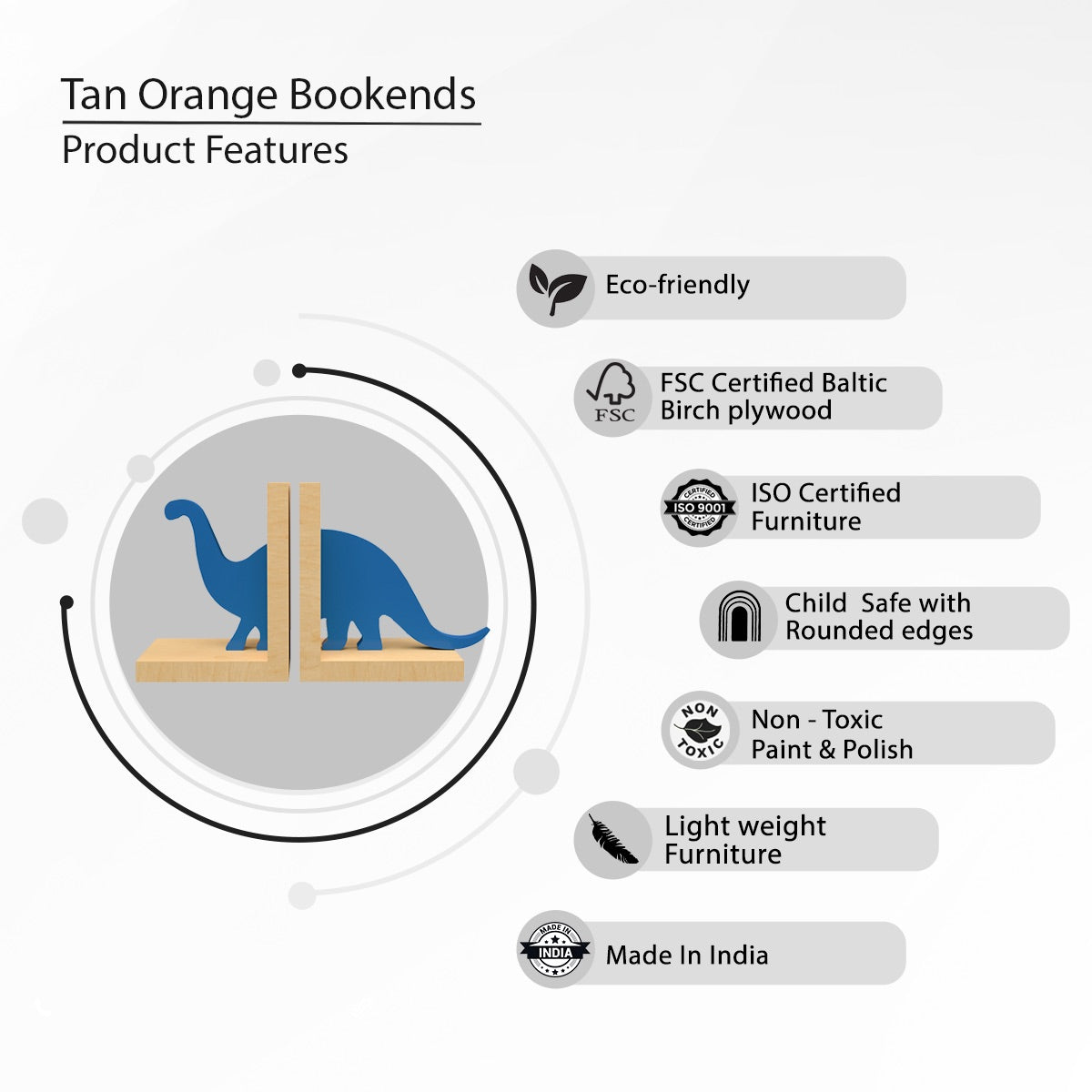 Tan Orange Bookends | Verified Sustainable by Brown Living™