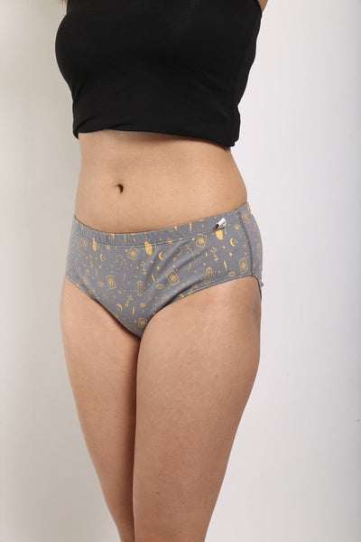 Tarot & Crystal Bio - washed Organic Cotton Bikini – Womens Underwear on Brown Living™. SKU: 002/BA/TARCRYS/AOP_24BL10711. Img 1.