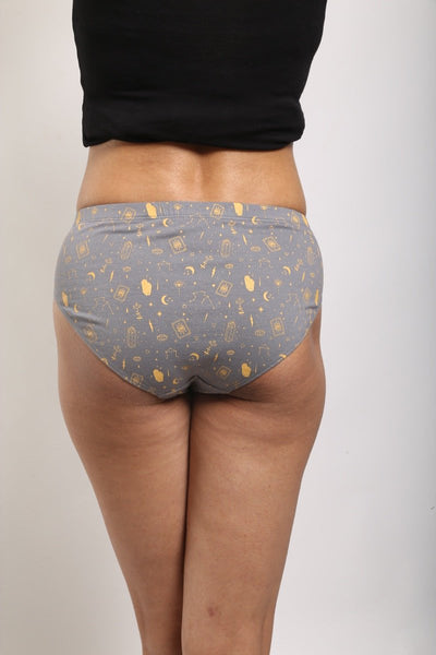 Tarot & Crystal Bio - washed Organic Cotton Bikini – Womens Underwear on Brown Living™. SKU: 002/BA/TARCRYS/AOP_24BL10711. Img 4.