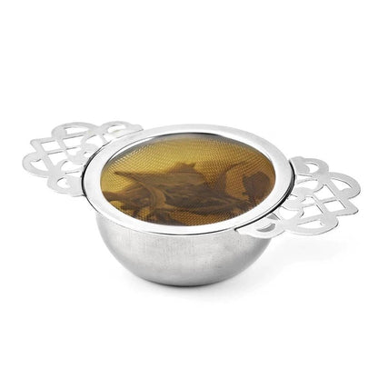 Traditional Stainless Steel Tea Strainer with Holder | Verified Sustainable by Brown Living™