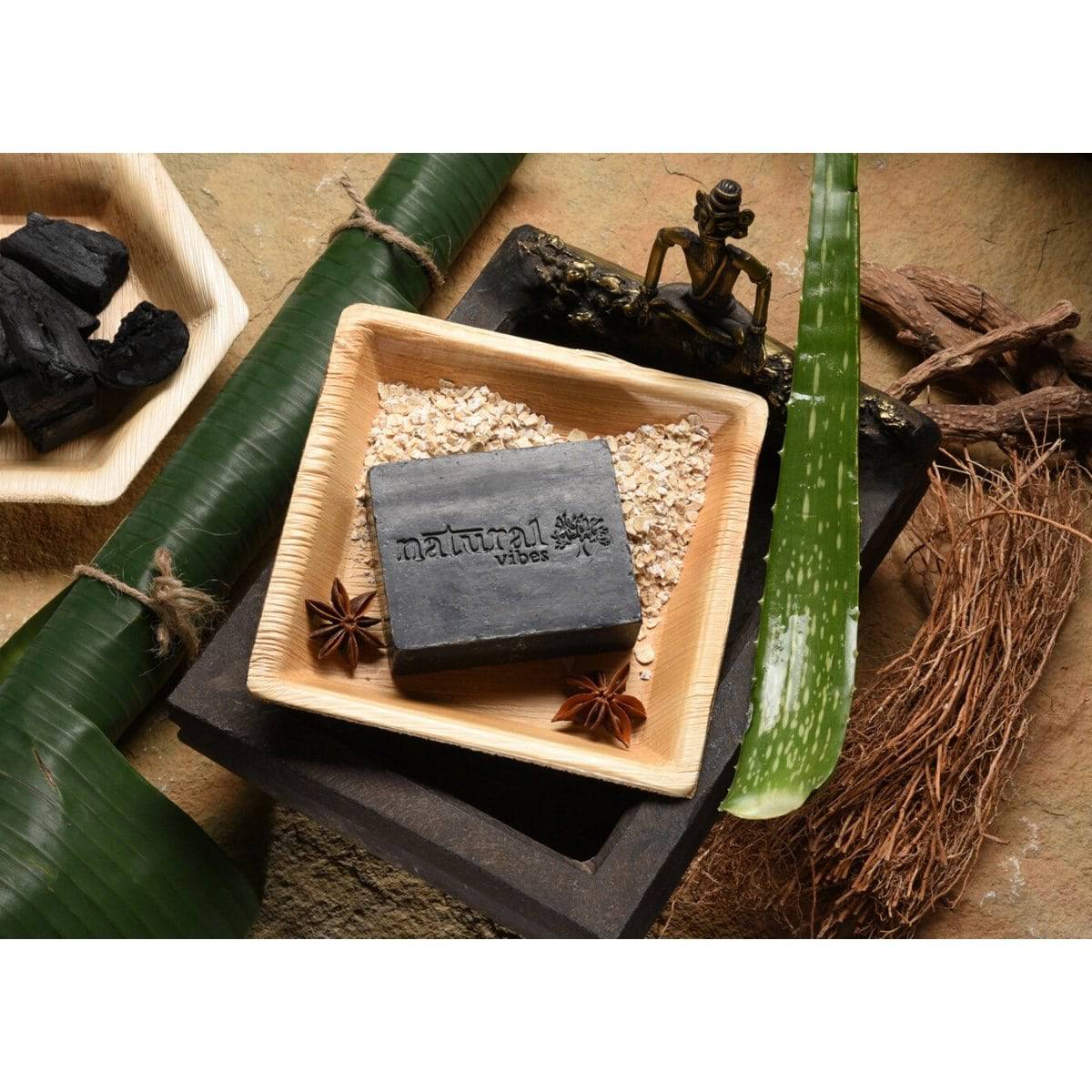 Tea Tree and Acitivated Charcoal Soap - 150g – Body Soap by Natural Vibes available on Brown Living™. . SKU: 063 - 01368 - NV_teatree_charcoal_soap_150g. Img 2.