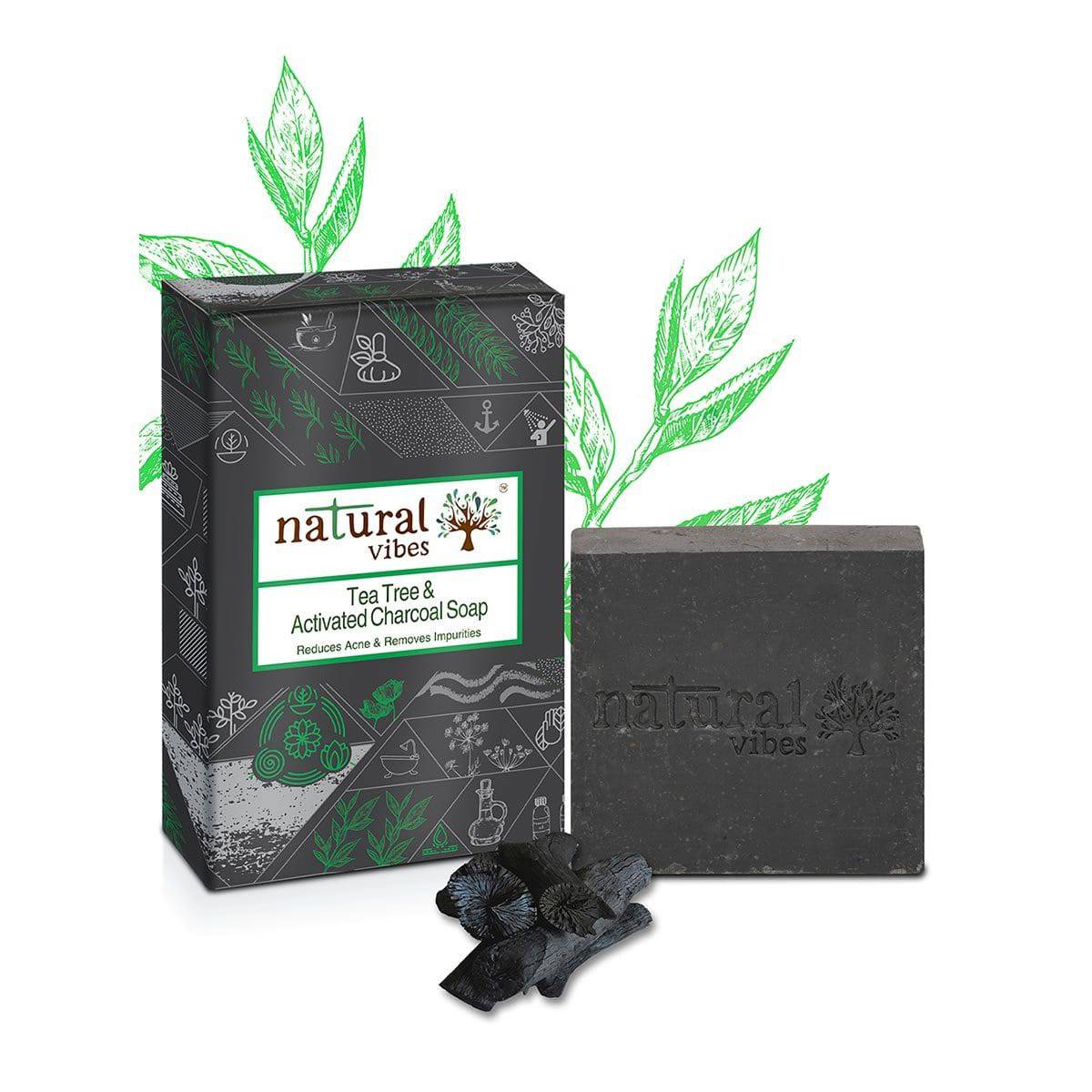 Tea Tree and Acitivated Charcoal Soap - 150g – Body Soap by Natural Vibes available on Brown Living™. . SKU: 063 - 01368 - NV_teatree_charcoal_soap_150g. Img 1.