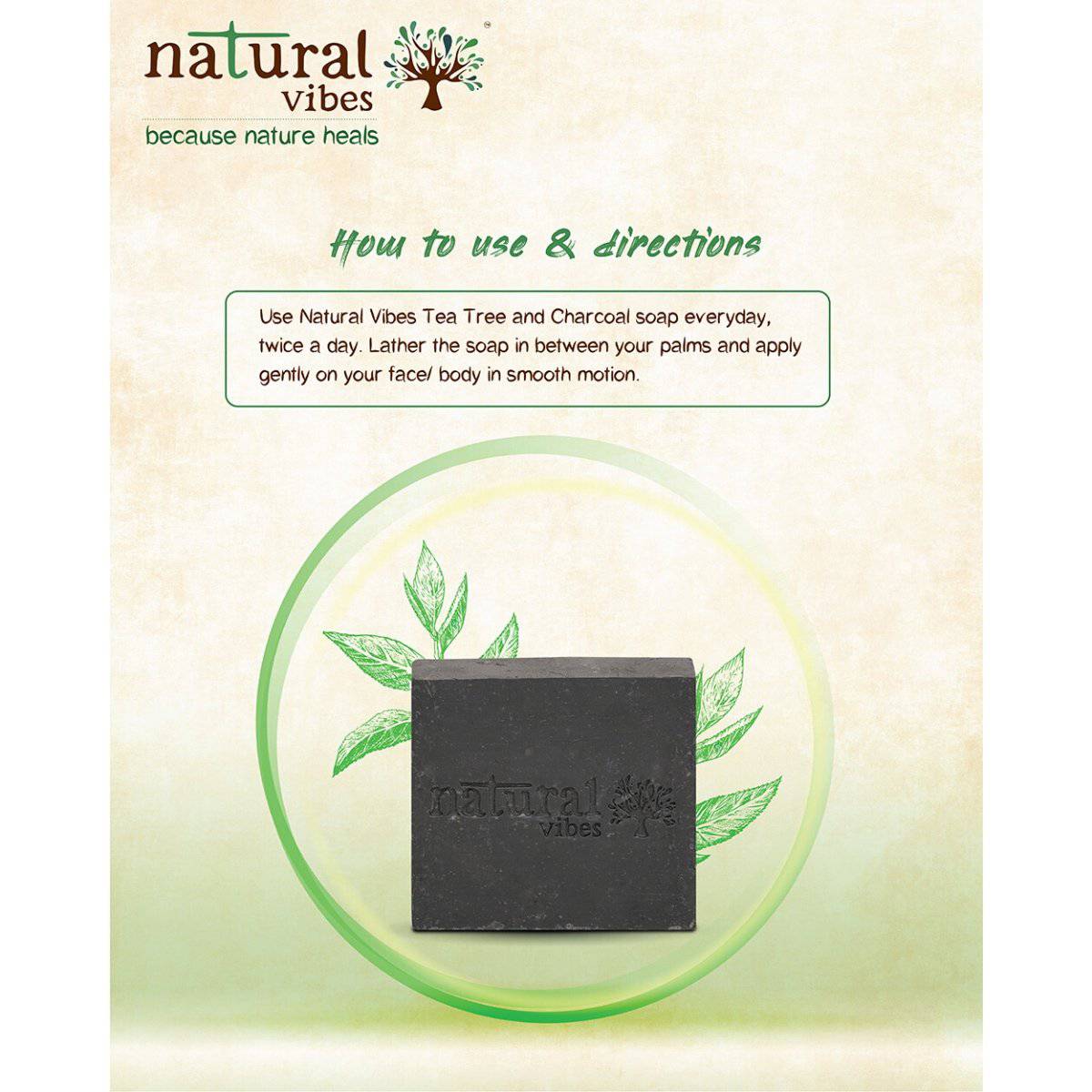 Tea Tree and Activated charcoal Soap - 3 – Body Soap by Natural Vibes available on Brown Living™. . SKU: 063 - 01429 - NV_charcoal_soap_packof3. Img 4.