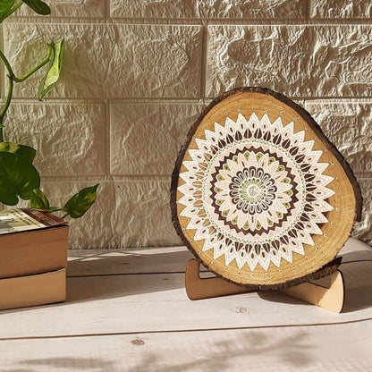 Teak wood wall plate with easel stand | Verified Sustainable by Brown Living™
