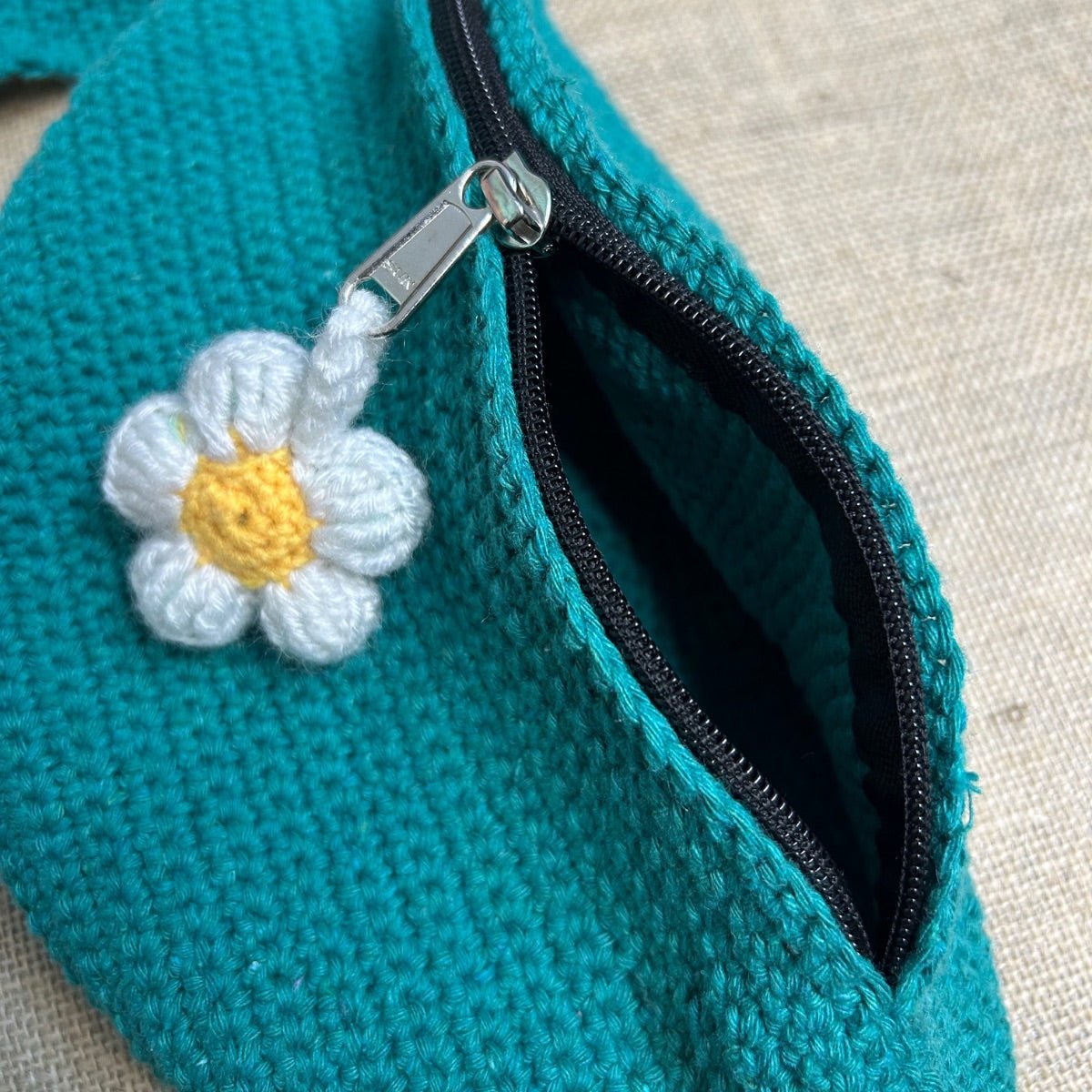 Teal Crochet Fanny Pack Bag | Verified Sustainable by Brown Living™