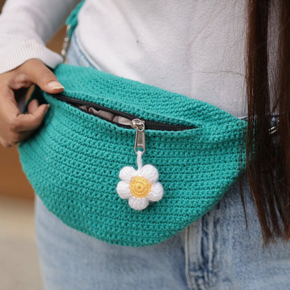 Teal Crochet Fanny Pack Bag | Verified Sustainable by Brown Living™