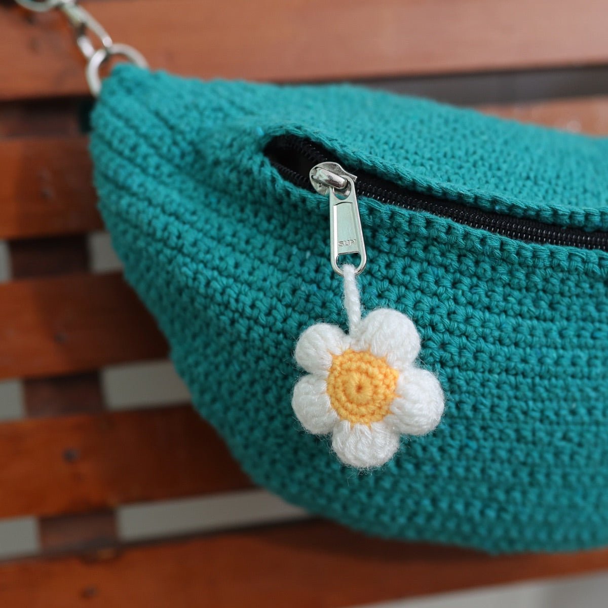 Teal Crochet Fanny Pack Bag | Verified Sustainable by Brown Living™