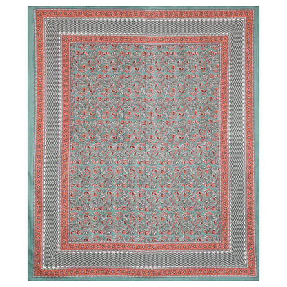 Teal Floral Print Pure Cotton King Size Bedsheet with 2 Pillow Covers | Verified Sustainable by Brown Living™