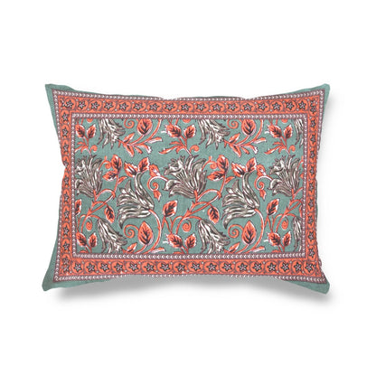 Teal Floral Print Pure Cotton King Size Bedsheet with 2 Pillow Covers | Verified Sustainable by Brown Living™