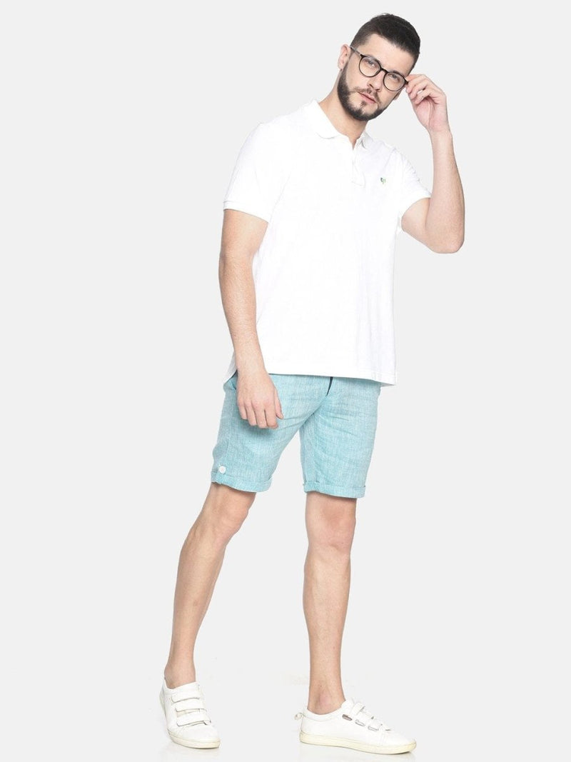 Buy Teal Green Colour Slim Fit Hemp Shorts | Shop Verified Sustainable Products on Brown Living
