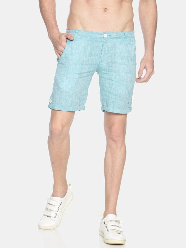 Buy Teal Green Colour Slim Fit Hemp Shorts | Shop Verified Sustainable Products on Brown Living