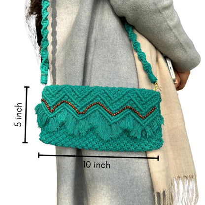 Teal Handmade Baguette Bag | Verified Sustainable by Brown Living™