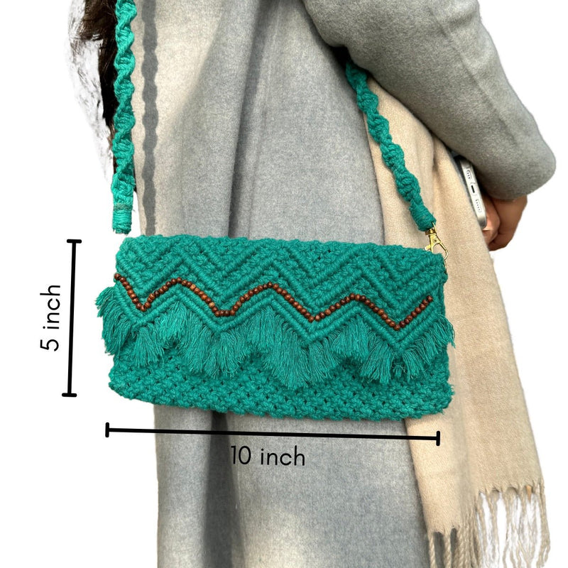 Teal Handmade Baguette Bag | Verified Sustainable Bags on Brown Living™
