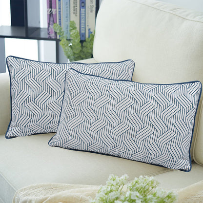 Teal Harmony Lumbar Printed Cushion cover - Set of 2 | Verified Sustainable by Brown Living™