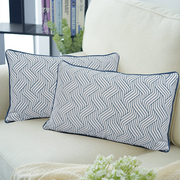 Teal Harmony Lumbar Printed Cushion cover - Set of 2 | Verified Sustainable Covers & Inserts on Brown Living™