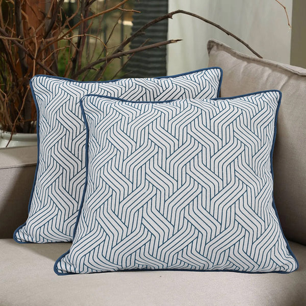 Teal Harmony Printed Cushion Cover- Set of 2 | Verified Sustainable Covers & Inserts on Brown Living™