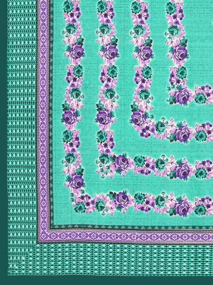 Teal Interiors Floral Hand Block Printed Cotton Queen Size Bedding Set | Verified Sustainable by Brown Living™