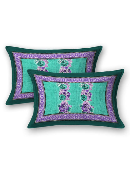 Teal Interiors Floral Hand Block Printed Cotton Queen Size Bedding Set | Verified Sustainable by Brown Living™