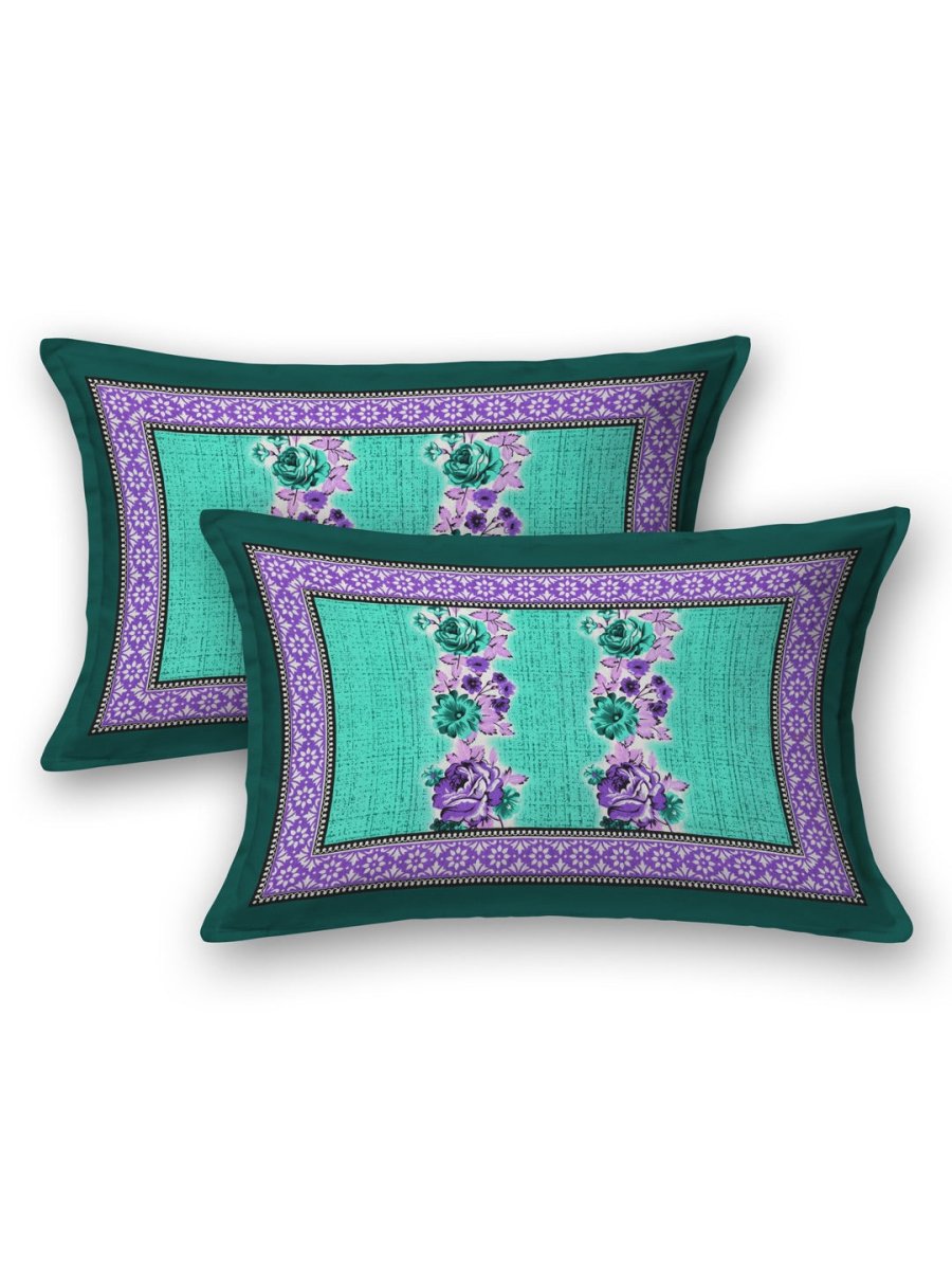 Teal Interiors Floral Hand Block Printed Cotton Queen Size Bedding Set | Verified Sustainable by Brown Living™